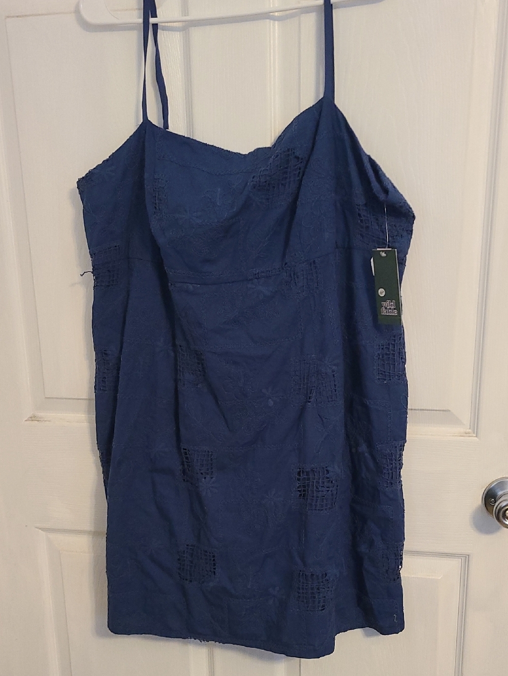 wild fable Navy Eyelet Spaghetti Strap Mini Sundress